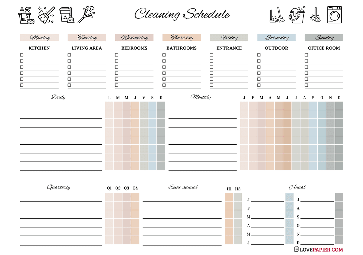 Multipurpose Cleaning Schedule