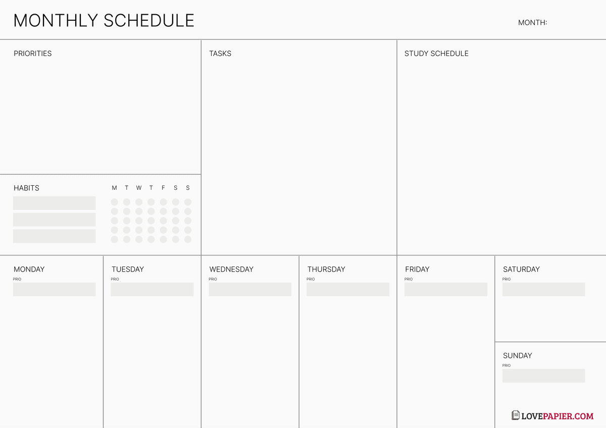 Minimalist Study Schedule