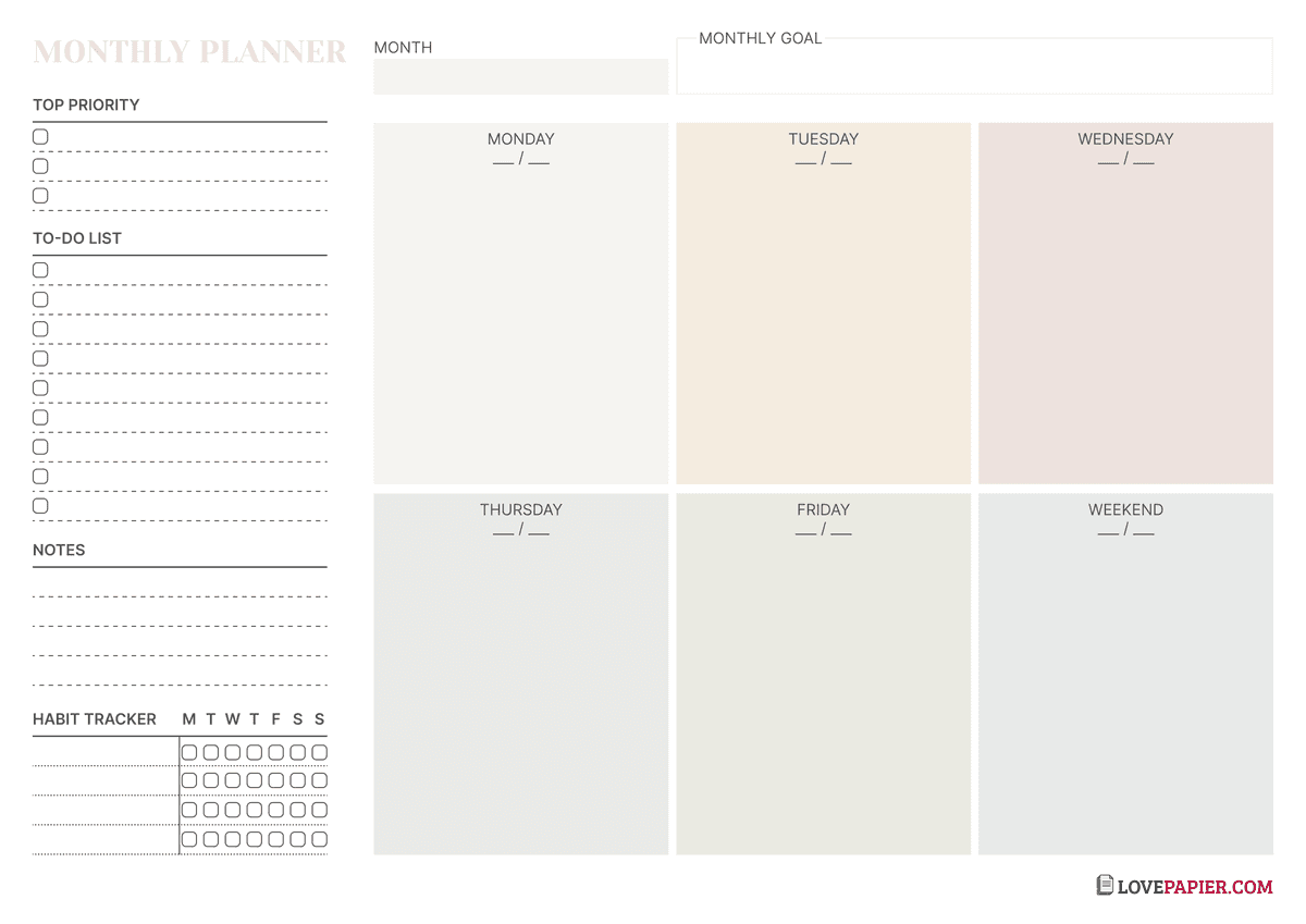 Monthly To-do-list & Priorities - Minimalist