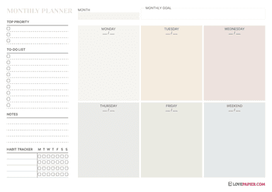 Specialized Weekly Layouts
