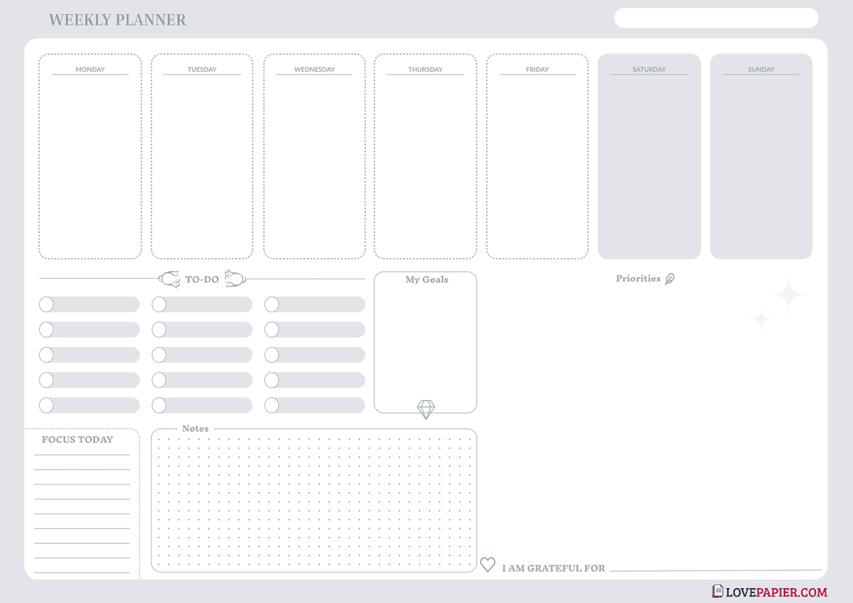 Minimalist 7 Days Weekly Planner