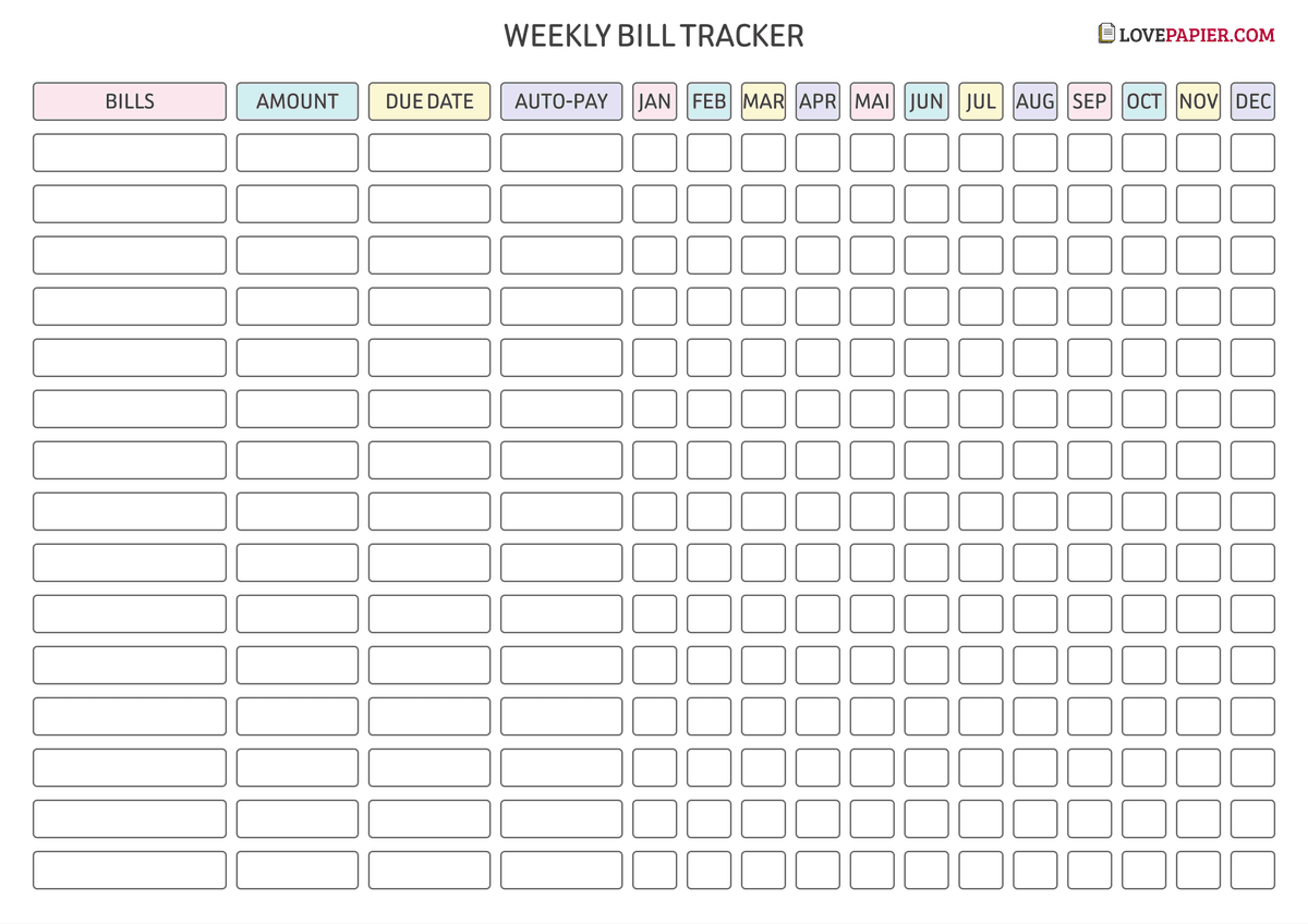 Vertical Weekly Layout