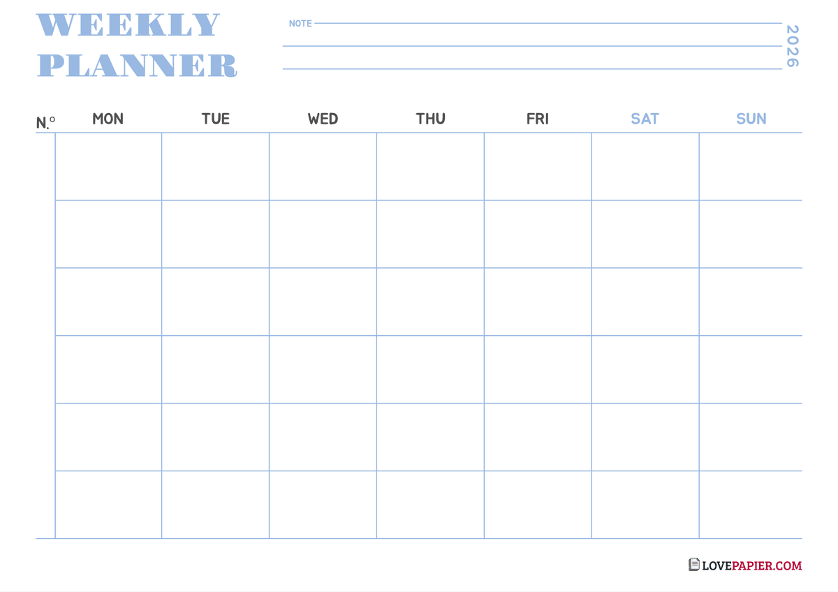 Minimalist Blank Weekly