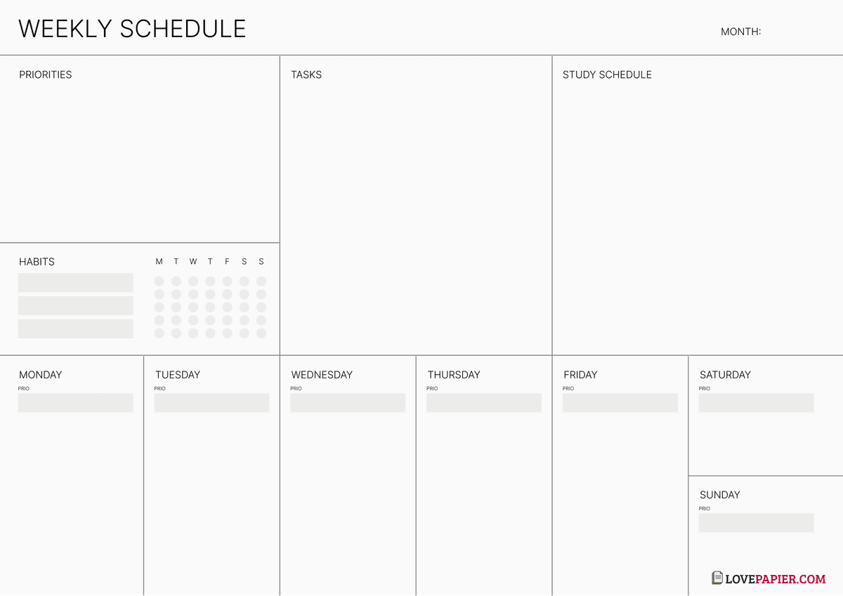 Weekly Study Schedule